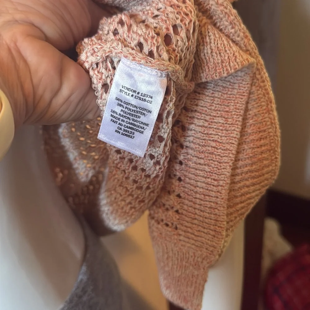 NWt northern reflections size small Women's Open-Front Knit Sweater - Pink - Picture 5 of 6